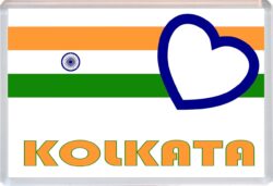 Kolkata - Love Indian/Indian Towns & Cities Flag - Jumbo Fridge Magnet Souvenir Gift Present