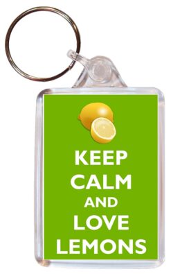 Keep Calm and Love Lemons - Double Sided Large Keyring Key Ring Fob Chain Name Tag Gift Present Souvenir
