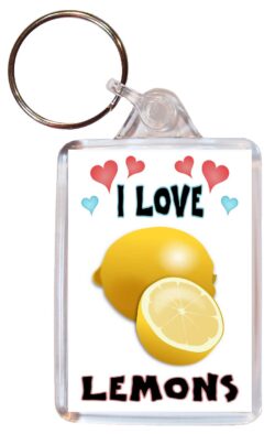 I Love Lemons - Double Sided Large Keyring Key Fob Chain Ring Name Tag Gift Present Souvenir