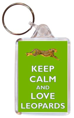 Keep Calm and Love Leopards - Double Sided Large Keyring Key Ring Fob Chain Name Tag Gift Present Souvenir