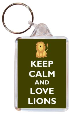 Keep Calm and Love Lions - Double Sided Large Keyring Key Ring Fob Chain Name Tag Gift Present Souvenir