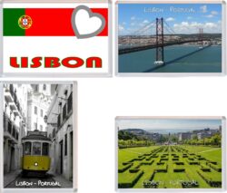 Lisbon - Portugal - 4 PACK - Jumbo Fridge Magnet Souvenir Gift Present