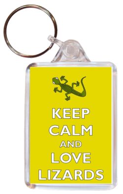 Keep Calm and Love Lizards - Double Sided Large Keyring Key Ring Fob Chain Name Tag Gift Present Souvenir