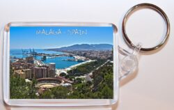 Malaga - Costa del Sol - Spain - Double Sided Large Keyring Key Fob Chain Ring Gift Present Souvenir (a)