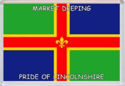 Market Deeping - Pride of Lincolnshire County Flag - Jumbo Fridge Magnet Souvenir Gift Present