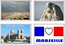 Marseille - France - 4 PACK - Jumbo Fridge Magnet Souvenir Gift Present