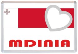 Mdinia - Love Malta/Maltese Towns & Cities Flag - Jumbo Fridge Magnet Souvenir Gift Present