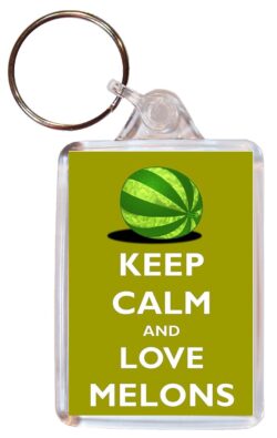 Keep Calm and Love Melons - Double Sided Large Keyring Key Ring Fob Chain Name Tag Gift Present Souvenir