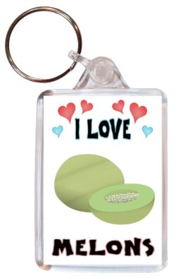 I Love Melons - Double Sided Large Keyring Key Fob Chain Ring Name Tag Gift Present Souvenir