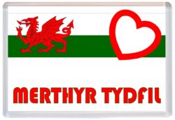 Merthyr Tydfil - Love Wales/Welsh Towns & Cities Flag - Jumbo Fridge Magnet Souvenir Gift Present