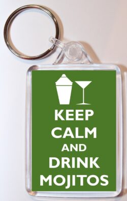Keep Calm and Drink Mojitos - Double Sided Large Keyring Key Ring Fob Chain Name Tag Gift Present Souvenir