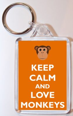 Keep Calm and Love Monkeys - Double Sided Large Keyring Key Ring Fob Chain Name Tag Gift Present Souvenir