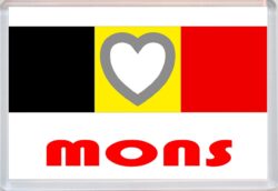 Mons - Love Belgium/Belgian Towns & Cities Flag - Jumbo Fridge Magnet Souvenir Gift Present