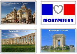 Montpellier - France - 4 PACK - Jumbo Fridge Magnet Souvenir Gift Present