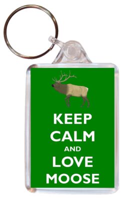 Keep Calm and Love Moose - Double Sided Large Keyring Key Ring Fob Chain Name Tag Gift Present Souvenir