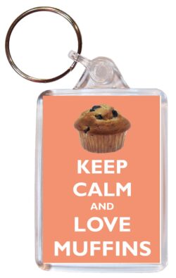Keep Calm and Love Muffins - Double Sided Large Keyring Key Ring Fob Chain Name Tag Gift Present Souvenir
