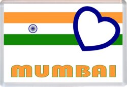Mumbai - Love Indian/Indian Towns & Cities Flag - Jumbo Fridge Magnet Souvenir Gift Present