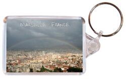 Marseille - France ? Double Sided Large Keyring Key Fob Chain Ring Gift Present Souvenir