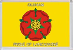 Oldham - Pride of Lancashire County Flag - Jumbo Fridge Magnet Souvenir Gift Present