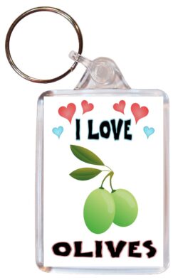 I Love Olives - Double Sided Large Keyring Key Fob Chain Ring Name Tag Gift Present Souvenir