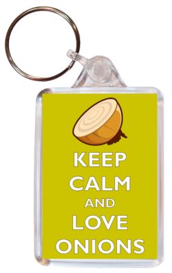 Keep Calm and Love Onions - Double Sided Large Keyring Key Ring Fob Chain Name Tag Gift Present Souvenir