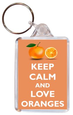 Keep Calm and Love Oranges - Double Sided Large Keyring Key Ring Fob Chain Name Tag Gift Present Souvenir
