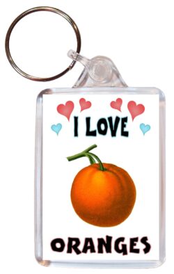 I Love Oranges - Double Sided Large Keyring Key Fob Chain Ring Name Tag Gift Present Souvenir