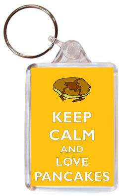 Keep Calm and Love Pancakes - Double Sided Large Keyring Key Ring Fob Chain Name Tag Gift Present Souvenir