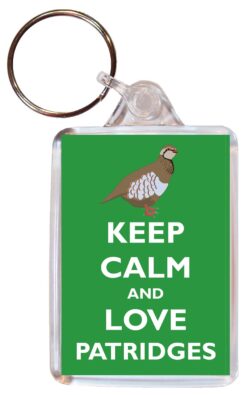 Keep Calm and Love Partridges - Double Sided Large Keyring Key Fob Chain Ring Gift Present Souvenir