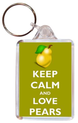 Keep Calm and Love Pears - Double Sided Large Keyring Key Ring Fob Chain Name Tag Gift Present Souvenir