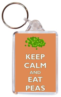 Keep Calm and Eat Peas - Double Sided Large Keyring Key Ring Fob Chain Name Tag Gift Present Souvenir