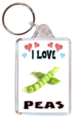 I Love Peas - Double Sided Large Keyring Key Fob Chain Ring Name Tag Gift Present Souvenir