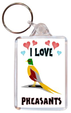 I Love Pheasants - Double Sided Large Keyring Key Fob Chain Ring Name Tag Gift Present Souvenir