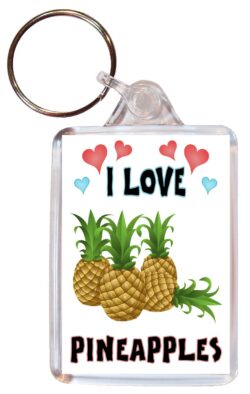 I Love Pineapples - Double Sided Large Keyring Key Fob Chain Ring Name Tag Gift Present Souvenir