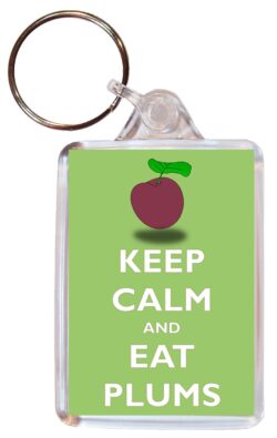 Keep Calm and Eat Plums - Double Sided Large Keyring Key Ring Fob Chain Name Tag Gift Present Souvenir