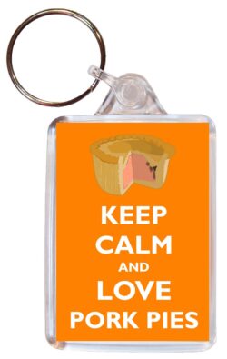 Keep Calm and Love Pork Pies - Double Sided Large Keyring Key Ring Fob Chain Name Tag Gift Present Souvenir