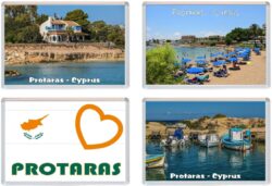 Protaras - Cyprus - 4 PACK - Jumbo Fridge Magnet Souvenir Gift Present