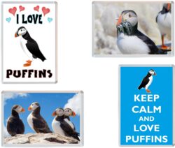 Puffin/Puffins - Keep Calm, I Love & More - 4 PACK - Jumbo Fridge Magnet Souvenir Gift Present