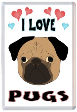 I Love Pugs - Jumbo Fridge Magnet Souvenir Gift Present