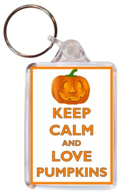 Keep Calm and Love Pumpkins - Double Sided Large Keyring Key Ring Fob Chain Name Tag Gift Present Souvenir