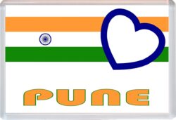 Pune - Love Indian/Indian Towns & Cities Flag - Jumbo Fridge Magnet Souvenir Gift Present