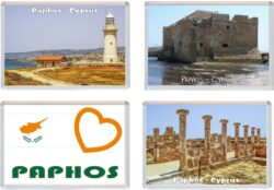 Paphos - Cyprus - 4 PACK - Jumbo Fridge Magnet Souvenir Gift Present