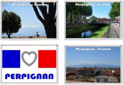 Perpignan - France - 4 PACK - Jumbo Fridge Magnet Souvenir Gift Present