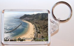 Playa  de las Teresitas - Tenerife - Spain - Double Sided Large Keyring Key Fob Chain Ring Gift Present Souvenir