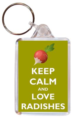 Keep Calm and Love Radishes - Double Sided Large Keyring Key Ring Fob Chain Name Tag Gift Present Souvenir