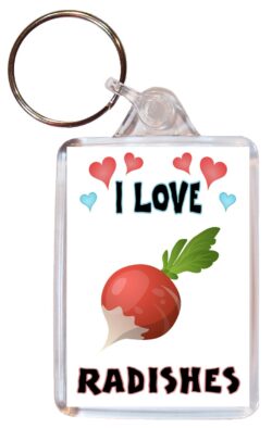 I Love Radishes - Double Sided Large Keyring Key Fob Chain Ring Name Tag Gift Present Souvenir