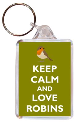 Keep Calm and Love Robins - Double Sided Large Keyring Key Ring Fob Chain Name Tag Gift Present Souvenir