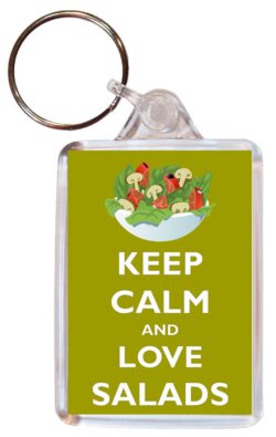 Keep Calm and Love Salads - Double Sided Large Keyring Key Ring Fob Chain Name Tag Gift Present Souvenir