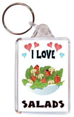 I Love Salads - Double Sided Large Keyring Key Fob Chain Ring Name Tag Gift Present Souvenir