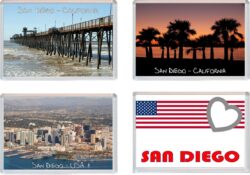 San Diego - California - USA - 4 PACK - Jumbo Fridge Magnet Souvenir Gift Present